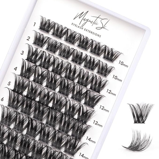 Cluster Lashes 72 Individual Lashes Clusters Eyelash Extensions False Eyelashes DIY Lash Extension Reusable False Eyelashes Natural Look Mix 10-16mm C D Curl-DM27-GlimoraGlow