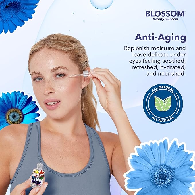Blossom All Natural Organic Cruelty Free Moisturizing Eye Serum with Essential Oils, Infused with Real Flowers, Made in USA, 0.5 fl. oz./15ml, Winter Wonderland-GlimoraGlow