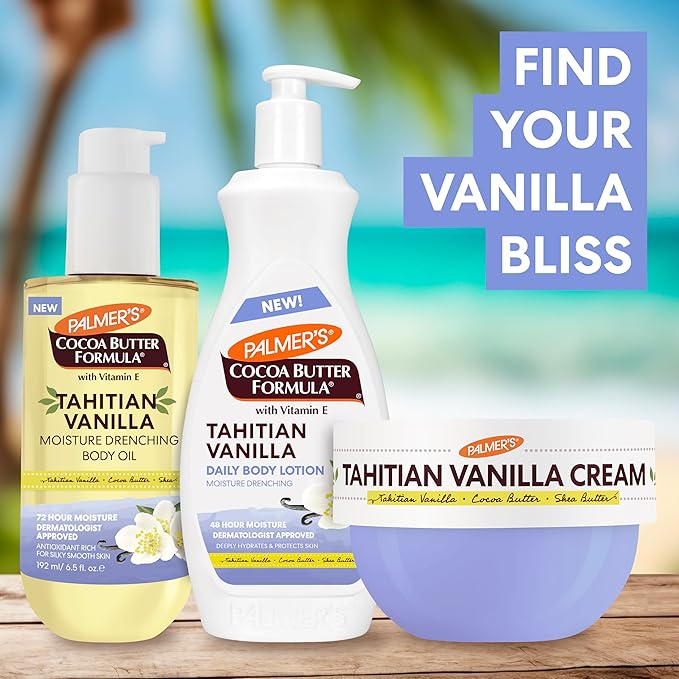 Palmer's Cocoa Butter Formula Tahitian Vanilla Body Lotion, 13.5 Oz, Daily Moisturizing Lotion for Dry Skin with Shea Butter & Vitamin E, Hydrates & Protects, Helps Provide 48-Hour Deep Moisture-GlimoraGlow