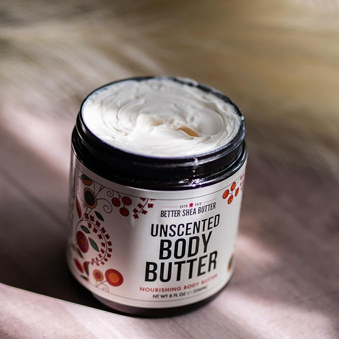 Unscented Body Butter for Dry Skin | with Raw Shea Butter and Jojoba Oil | Deep Moisturizer Safe for Sensitive Skin, Non Greasy, Fragrance Free | 8 oz-GlimoraGlow