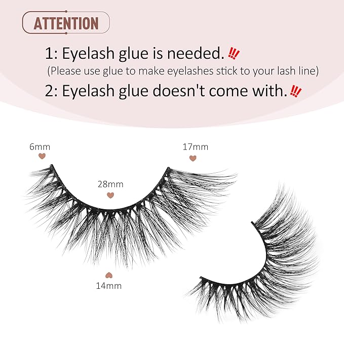 Onlyall Cat Eye Lashes Mink Lashes Fluffy Eyelashes Cat Eye False Lashes Fox Eye Lashes 7 Pairs F02-GlimoraGlow