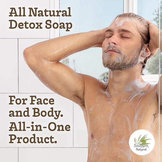 Southern Natural Activated Charcoal Soap Bar (3 Pack) Face and Body Soap For Sensitive Skin With Dead Sea Mud, Goat Milk & Peppermint Essential Oil-GlimoraGlow