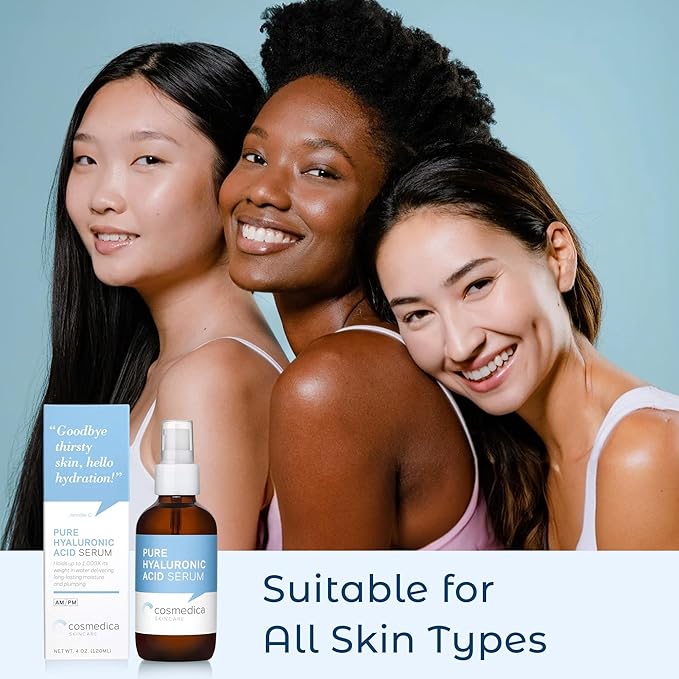 Cosmedica Hyaluronic Acid Serum for Skin – 4 Fl. Oz Hydrating Facial Moisturizer with Anti-Aging Skin Care Properties. Beauty and Skin Care-GlimoraGlow