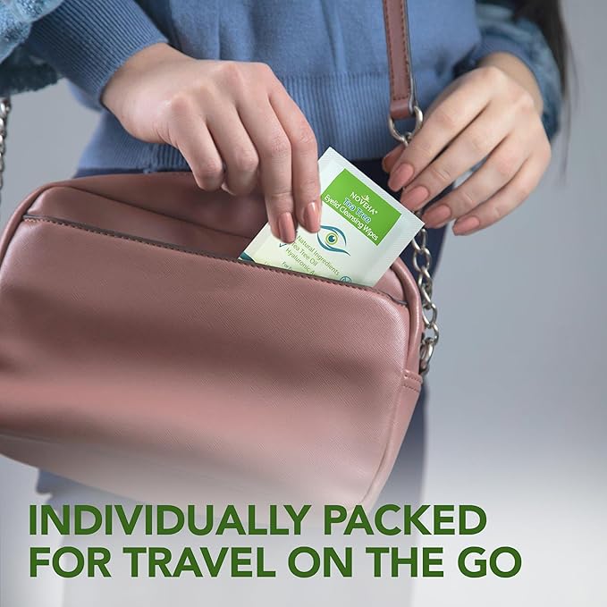 NOVEHA 60PCs Tea Tree Oil Eyelid & Lash Wipes | With Hyaluronic Acid, Green Tea & Chamomile For Blepharitis, Itchy & Stye Eyes, Individually Wrapped, Natural Eyelash Makeup Remover & Daily Cleanser-GlimoraGlow