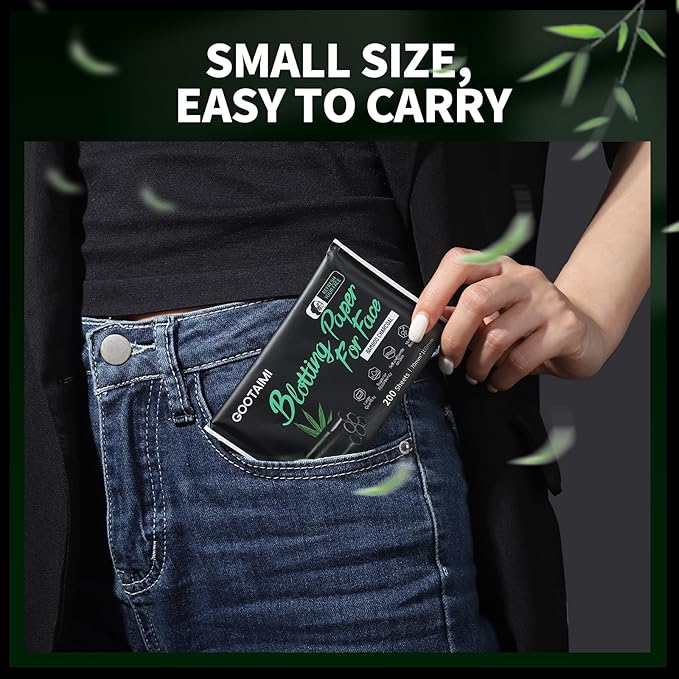 1200PCS Blotting Paper for Oily Skin, Natural Bamboo Charcoal Blotting Paper, 100 * 70MM Large Oil Blotting Sheets for Face, Makeup-GlimoraGlow