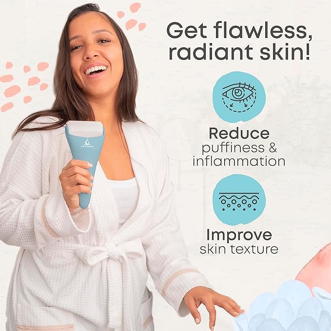 Arctic 2-in-1 Set Cryotherapy Ice Roller for Face Wrinkles Massager - Skin Care Tool for Puffiness - Cooling Ice Facial Eye Skin Roller - Reduce Puffiness and Relief Migraine Pain-GlimoraGlow