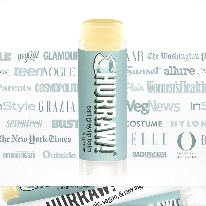 Hurraw! Earl Grey Lip Balm: Organic, Certified Vegan, Cruelty and Gluten Free. Non-GMO, 100% Natural Ingredients. Bee, Shea, Soy and Palm Free. Made in USA-GlimoraGlow