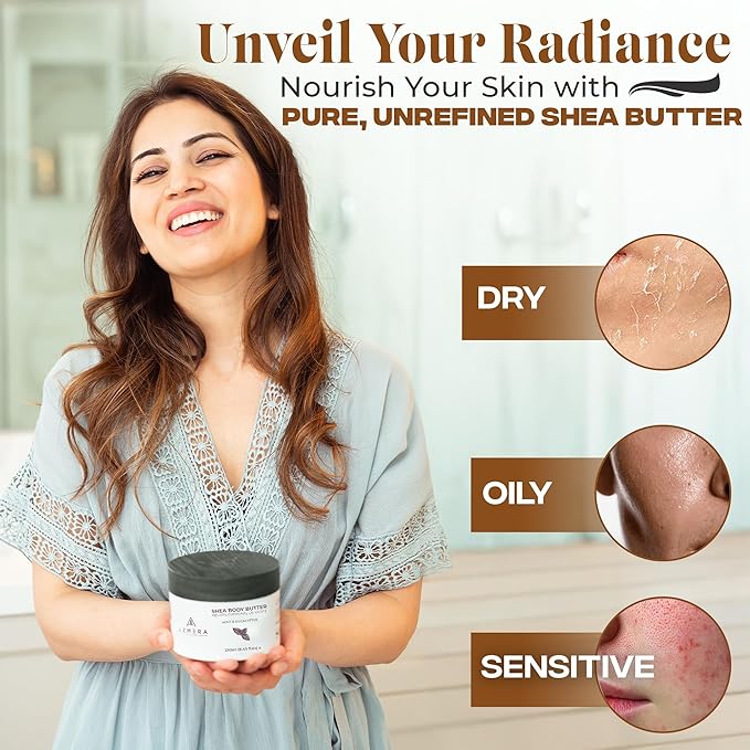 AZMERA Handcrafted Whipped Shea Body Butter – Refreshing Mint & Eucalyptus Scented Moisturizer for Dry, Sensitive Skin, Argan Oil & Vitamin E – Vegan, Non-Greasy Skincare – 8.82 oz-GlimoraGlow