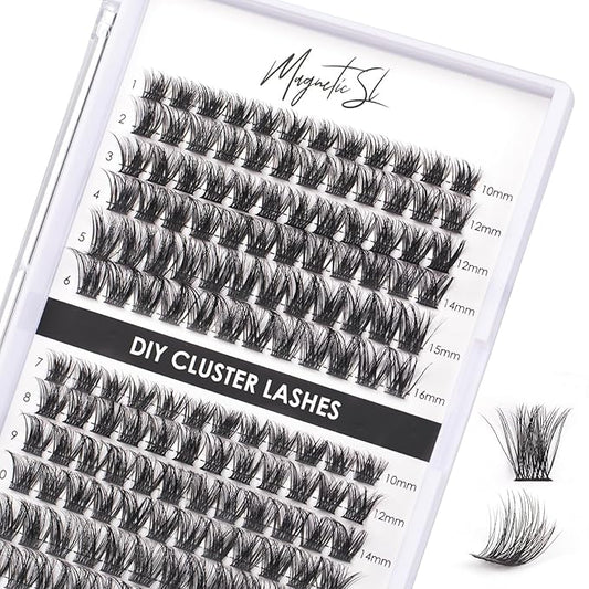 Lash Clusters 144 Pcs Individual Lashes Clusters Eyelash Extensions False Eyelashes DIY Lash Extension Reusable False Eyelashes Natural Look Mix 10-16mm C D Curl-DM17-GlimoraGlow