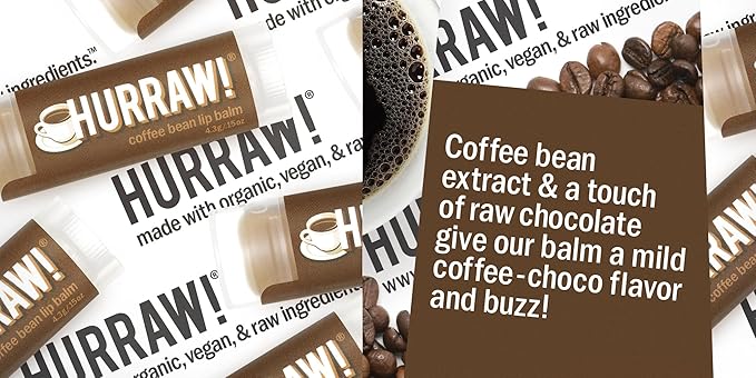 Hurraw! Coffee Bean Lip Balm, 3 Pack: Organic, Certified Vegan, Cruelty and Gluten Free. Non-GMO, 100% Natural Ingredients. Bee, Shea, Soy and Palm Free. Made in USA-GlimoraGlow