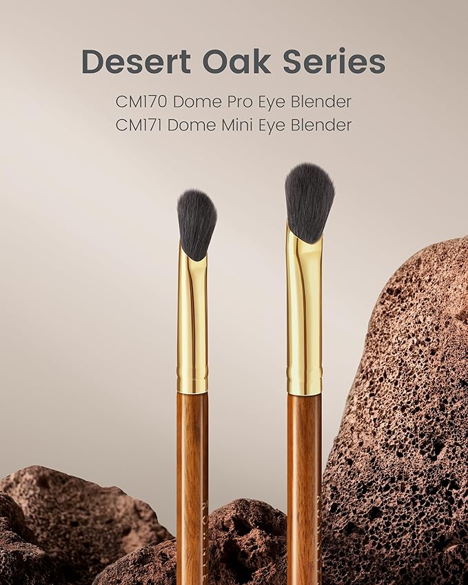 Desert Oak Series Thumb-Shaped Eyeshadow Brush - Curved Brush Head Mimics Natural Finger Contour, Premium Goat Hair & Bubinga Handle for Lid/Crease Blending (CM 170)-GlimoraGlow