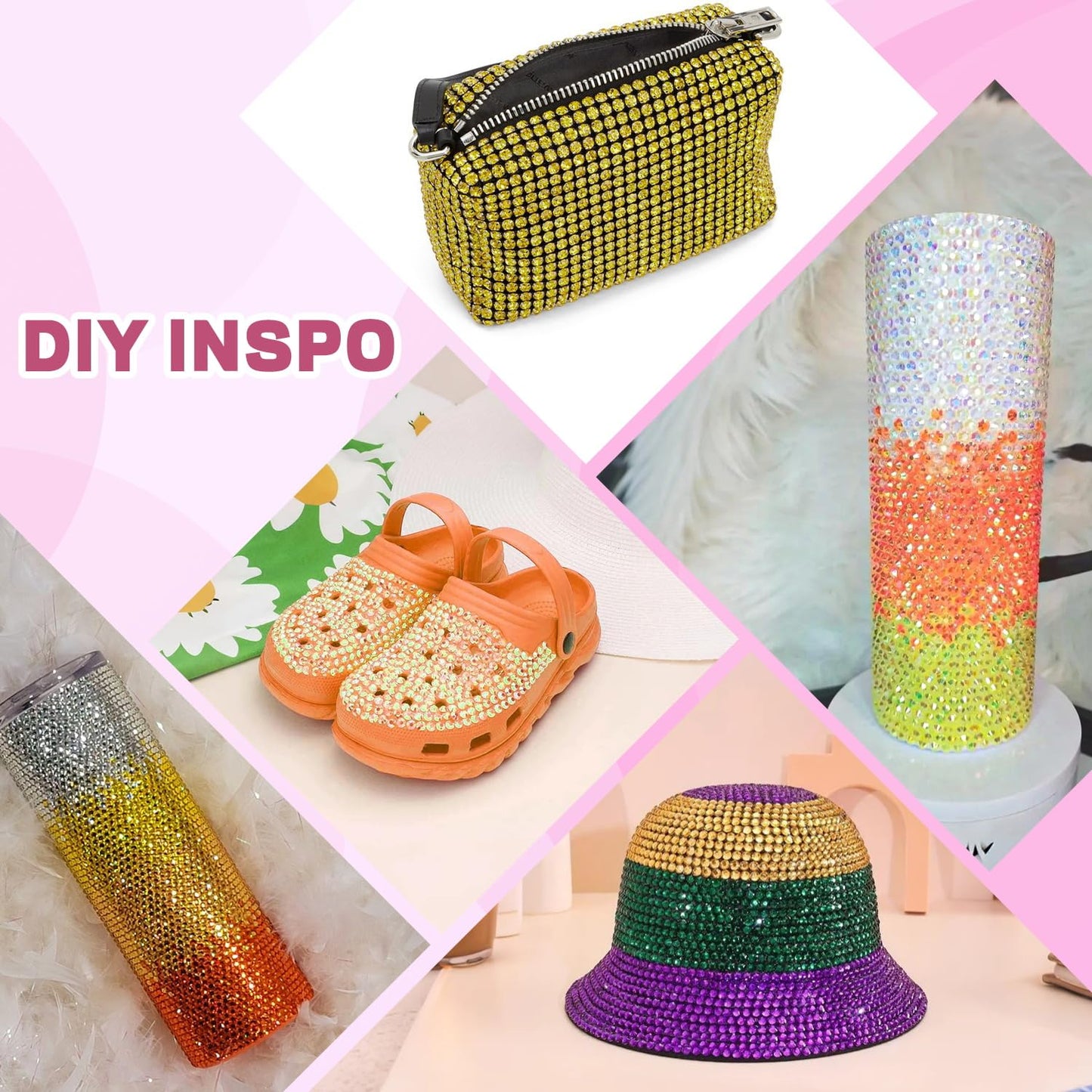 20000Pcs Yellow Rhinestones for Bedazzling with 1Pcs B7000 Jewelry Glue, Resin Rhinestones for Crafting Crafts DIY, Bedazzler Kit Gems for Clothing Shoes Tumblers Nail Art Assorted Size 3/4/5/6mm-GlimoraGlow