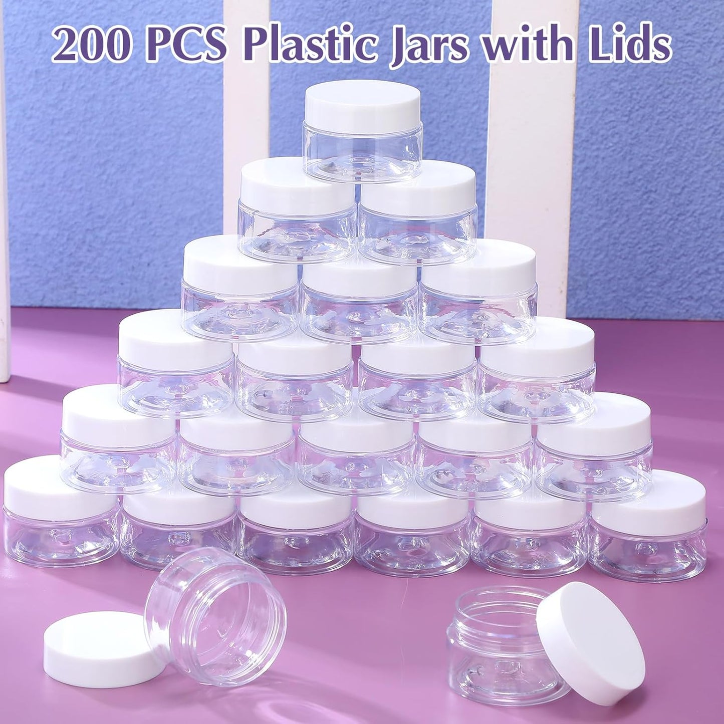 200 Pcs 1 oz Empty Bulk Plastic Container Jars with Lid Leak Proof Round Plastic Jars Small Cosmetic Travel Containers for Storage Makeup Creams Lotion Ointments, White-GlimoraGlow