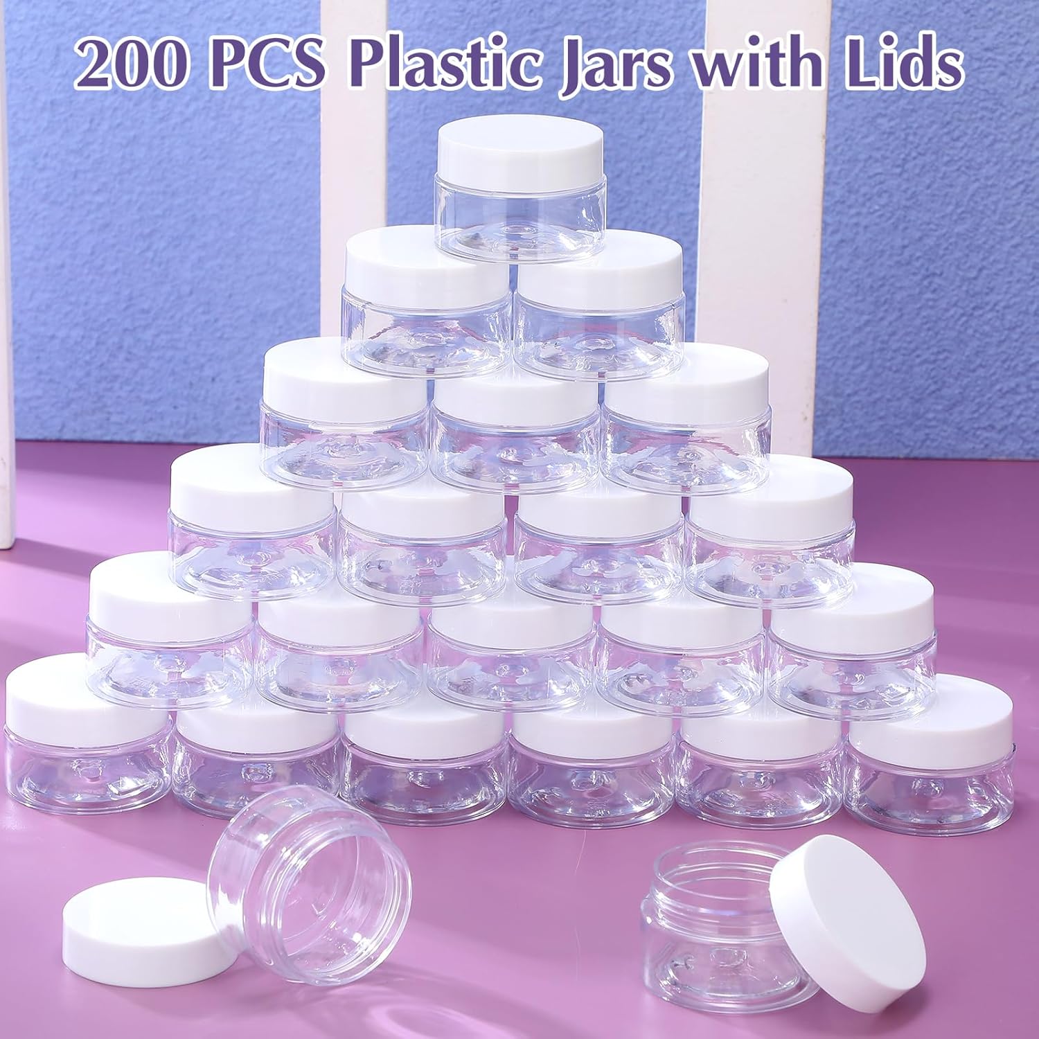 200 Pcs 1 oz Empty Bulk Plastic Container Jars with Lid Leak Proof Round Plastic Jars Small Cosmetic Travel Containers for Storage Makeup Creams Lotion Ointments, White-GlimoraGlow