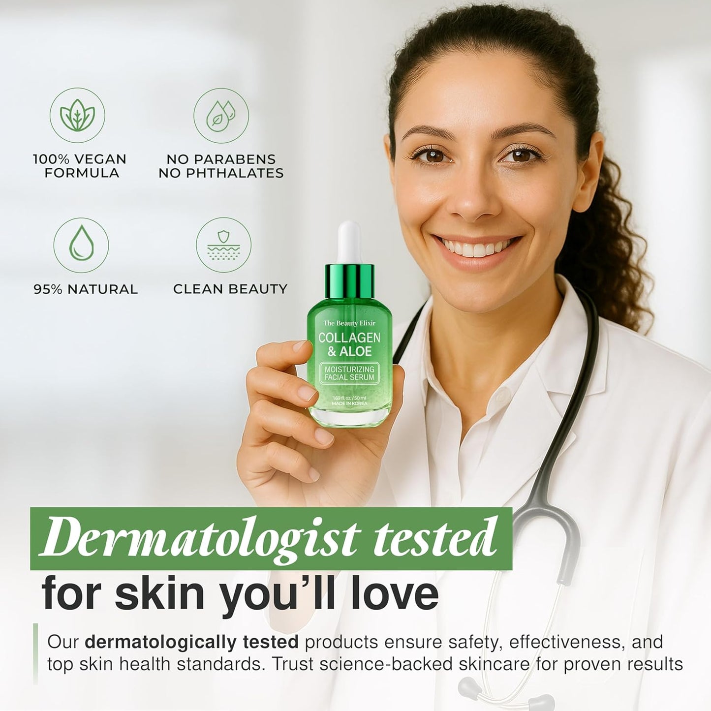 Aloe & Collagen Serum For Face - Dermatologist Tested, Anti-Aging, Ultra Hydrating Aloe Vera Gel For Face - Natural Ingredients, Clean Beauty, Cruelty-Free Korean Skin Care - 1.69 oz-GlimoraGlow