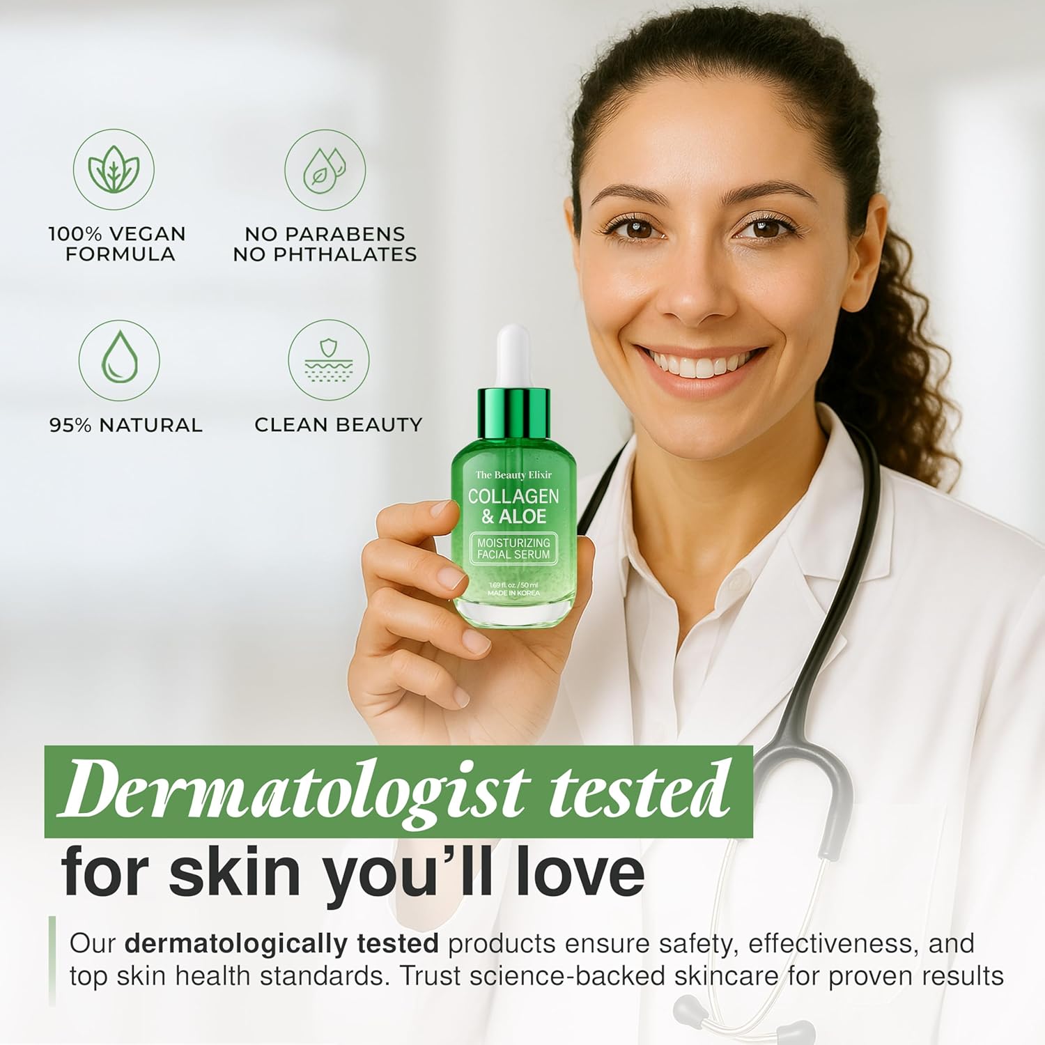 Aloe & Collagen Serum For Face - Dermatologist Tested, Anti-Aging, Ultra Hydrating Aloe Vera Gel For Face - Natural Ingredients, Clean Beauty, Cruelty-Free Korean Skin Care - 1.69 oz-GlimoraGlow