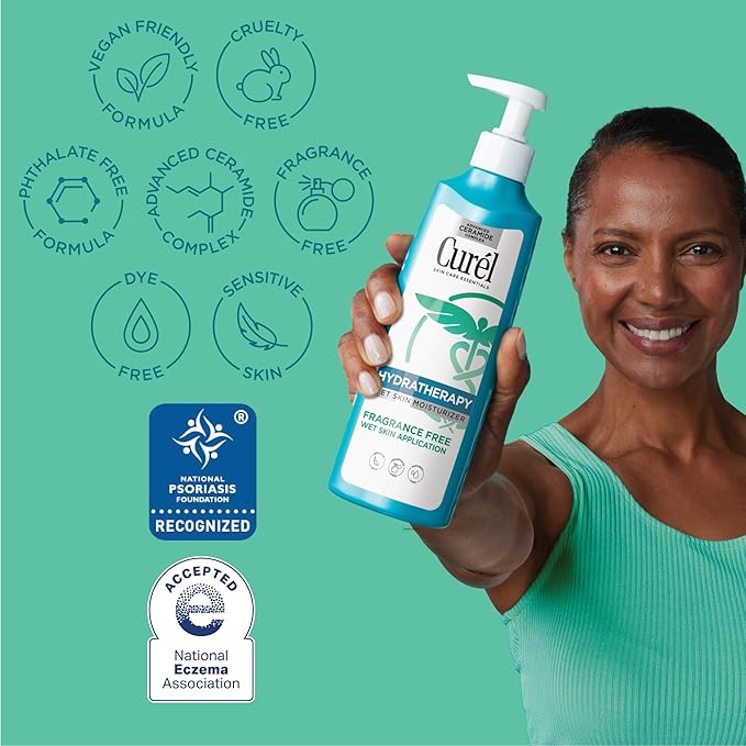 Curel Hydra Therapy In Shower Lotion, Itch Defense Body Moisturizer with Advanced Ceramide Complex, Vitamin E, & Oatmeal Extract, 12 Oz-GlimoraGlow