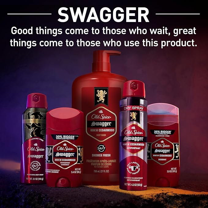 Old Spice Swagger Scent of Confidence, Body Wash for Men, 24 fl oz (Pack of 4)-GlimoraGlow