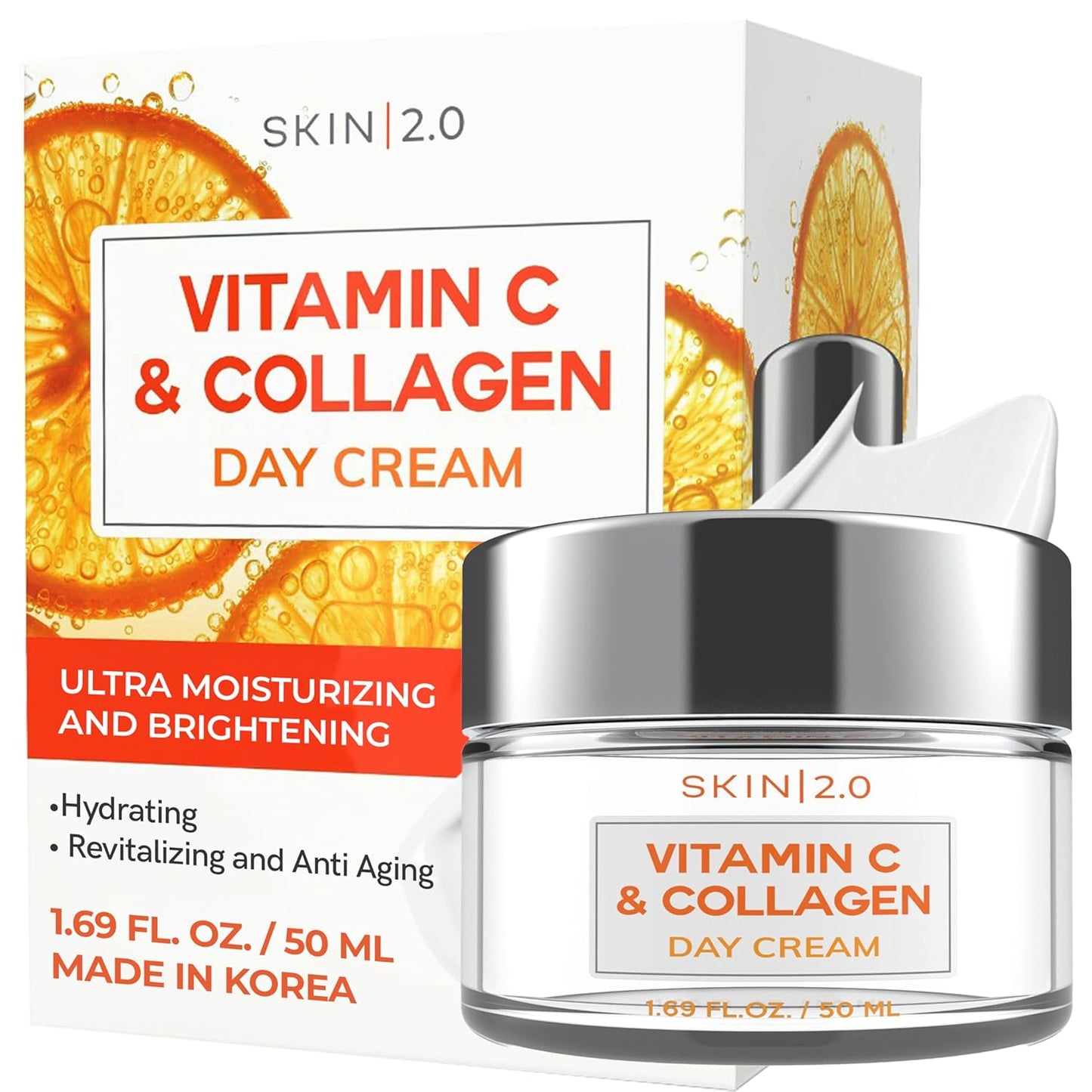 Vitamin C & Collagen Face Moisturizer - Dermatologist Tested, Anti-Aging, Skin Tightening - Brightening, Clean Beauty, Cruelty-Free, Korean Skincare for All Skin Types - 1.69 Fl oz-GlimoraGlow