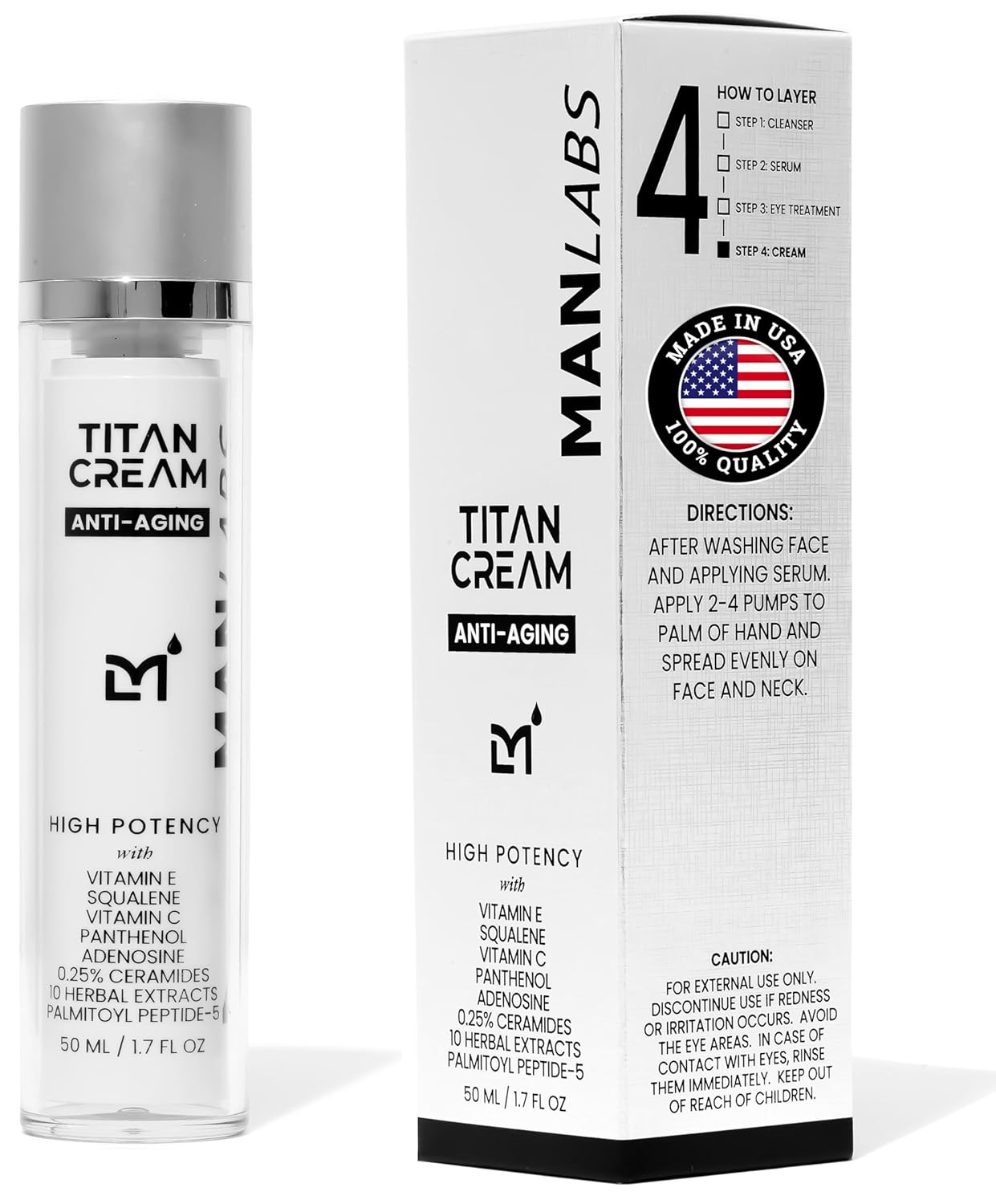 Titan Anti-Aging Mens Face Cream – Mens Face Moisturizer – For Men, Face Lotion – Men, Skin Care – Tighten, Tone, Revitalize – Ceramides, Vitamin C & E, Squalane – All Skin Types – Unscented-GlimoraGlow