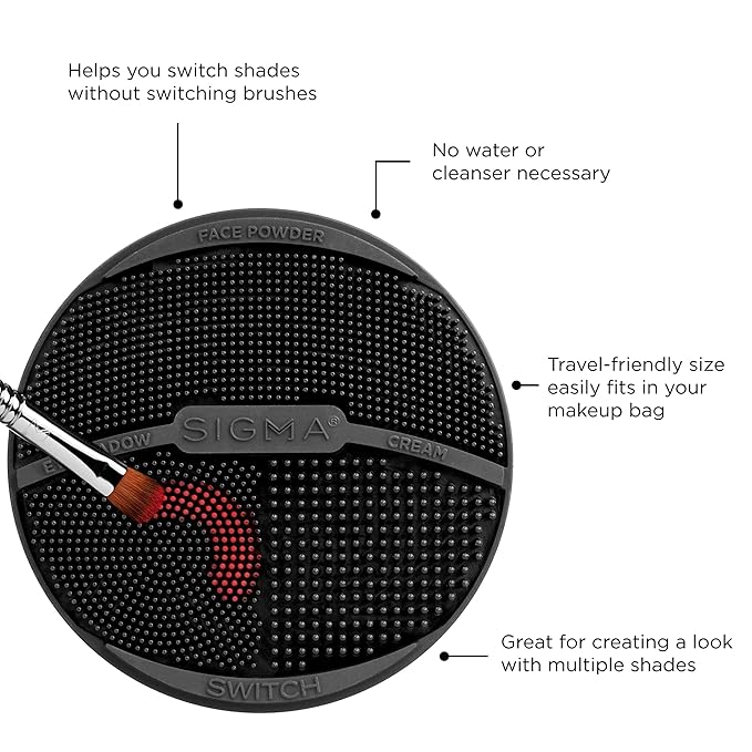 Sigma Switch by Sigma Beauty – Silicone Makeup Brush Cleaner for Switching Shades and Pigments, Switch Cleaning Mat for Superior Makeup Brush Cleaning Mid-Application (Travel Size)-GlimoraGlow
