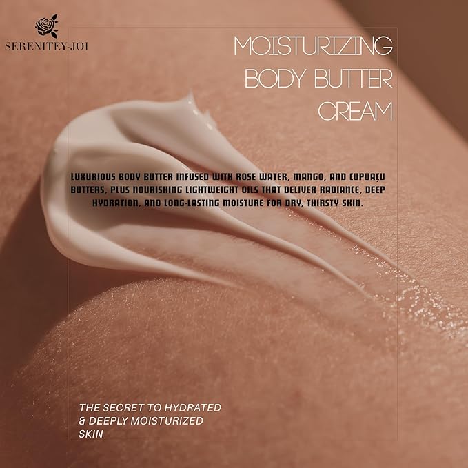 Ultra Moisturizing & Hydrating Body Butter Cream with Botanical Oils, Natural Ceramides, Hyaluronic Acid, Squalane, Cupuacu & Mango Butters-Heal, Soften & Repair Dry Skin 8oz-GlimoraGlow