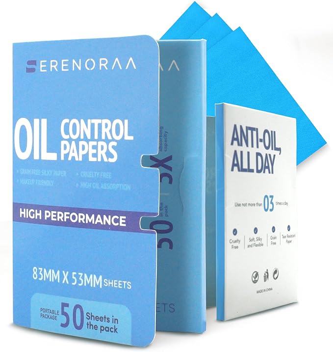Oil Blotting Sheets for Face - Portable 1x50 Blue Oil Wipes Sheets for Face - Japanese High Performance Technology Makeup Blotting Paper -Grain Free Softer Oil Pads Absorbing Face Oil Tissues for Face-GlimoraGlow