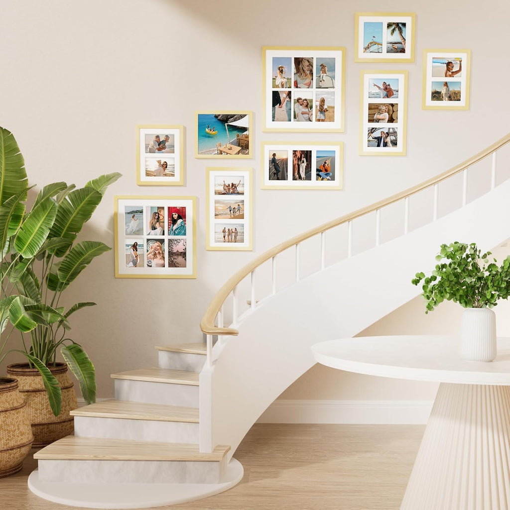 Vittanly 11x14 Collage Picture Frame, Displays 5Pcs 4x6 Pictures with Mat, Picture Frames Collage Wall Decor, Gold, 1 Pack