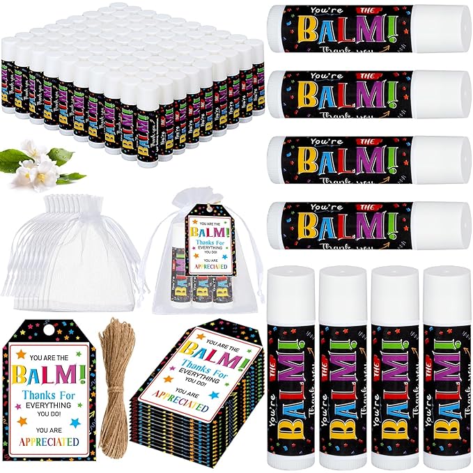 100 Pack Employee Appreciation Gifts Bulk Lip Balms Favors Bulk Small Thank You Gifts Team Appreciation Inspirational Gifts for Women Men Coworkers Staff Teachers Nurses-GlimoraGlow
