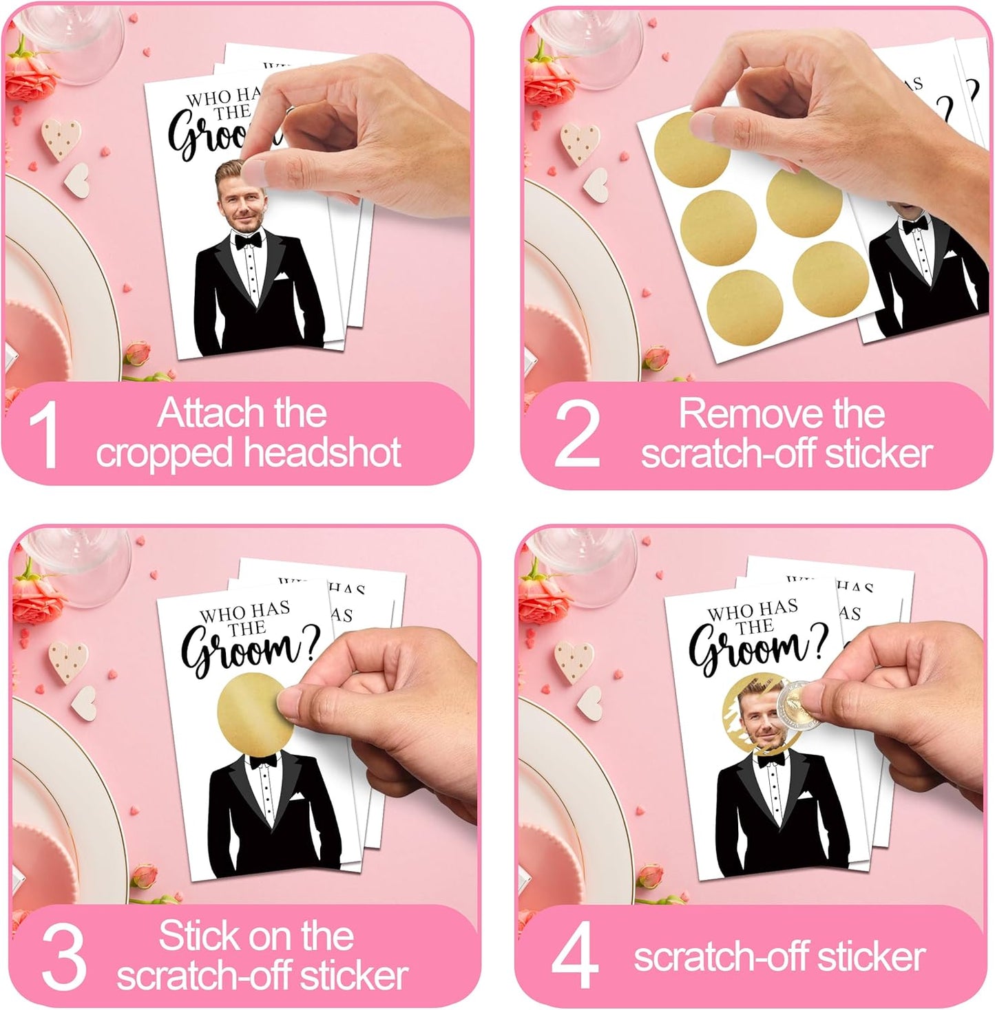 Who Has The Groom Bridal Shower Scratch Off Cards, 41Pcs Funny Wedding Shower Scratch Off Cards, 3.5"x 2.1"Bachelorette Party, Bride Party Supplies Decorations-A10