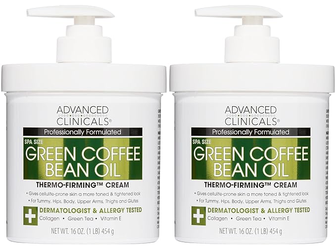 Advanced Clinicals Thermo Firming Green Coffee Bean Moisturizer Body Cream | Anti Cellulite Caffeine Firming Lotion For Legs, Arms, & Body | Skin Care Products | Aging Skin Tightening Cream, 2-Pack-GlimoraGlow