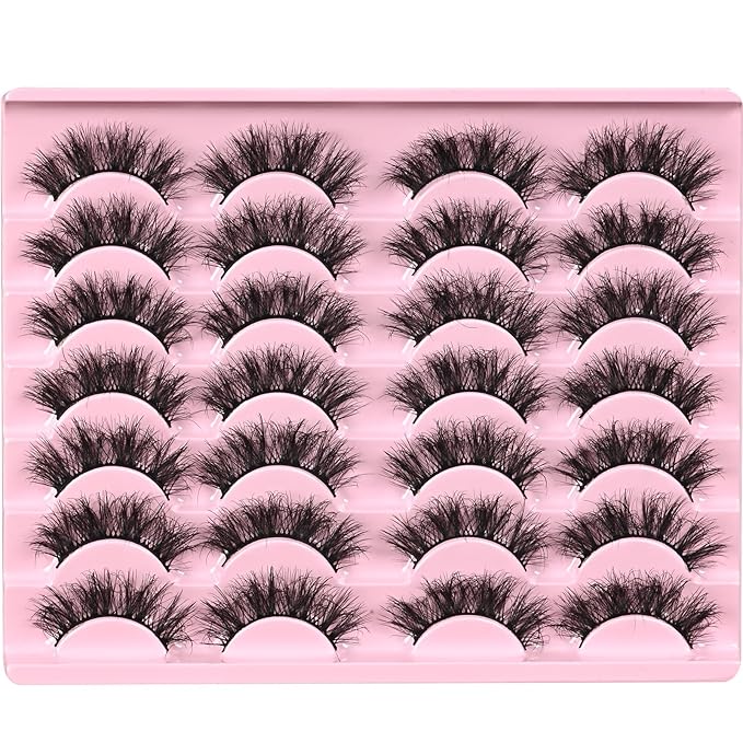 FARRED Fluffy Lashes Natural False Eyelashes Short Wispy Lash Pack 14 Pair Natural Look Cat Eye Strip Eyelash Small Fake Lashes Full Pestañas Sets for MUA and Beginners Daily Makeup (F11 | 7-16mm)-GlimoraGlow
