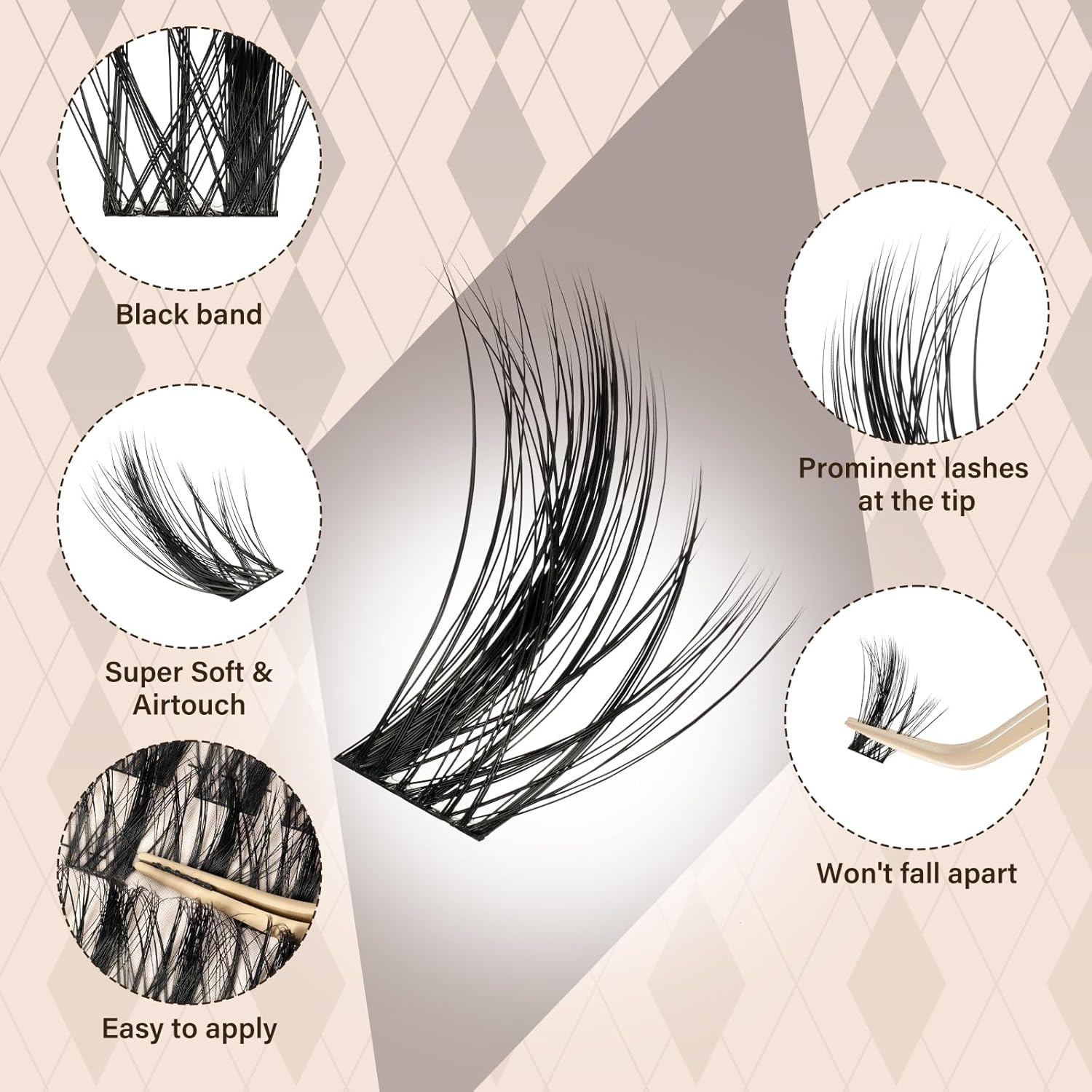 JMS&JMS 156Pcs Lash Clusters CC Curl 8-18mm Eyelash Clusters Wispy DIY Lash Extensions Super Thin Band Soft and Easy to Wear (Side Spike-8-18mix)-GlimoraGlow