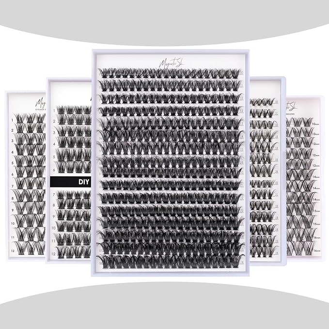 DIY Lash Extensions Kit 320pcs Individual Lashes Clusters 60D 80D D Curl Eyelash Extension Kit with Applicator and Lash Bond&Seal,Clusters Lash Glue Remover For False Eyelash Mix 10-16mm (60D+80D KIT)-GlimoraGlow