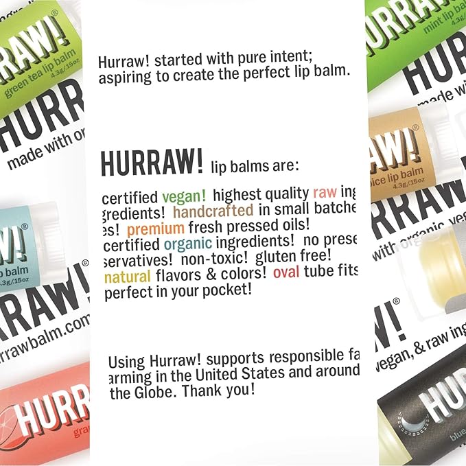 Hurraw! Lip Balms: Staff Favorites, 20 Balm Bundle Pack – Organic, Certified Vegan, Cruelty and Gluten Free. Non-GMO, 100% Natural Ingredients. Bee, Shea, Soy and Palm Free. Made in USA-GlimoraGlow