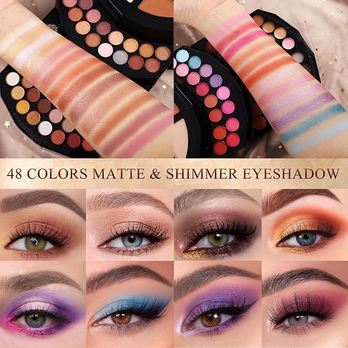 109 Colors Makeup Kit for Women Girl Full Kit Gift Set with Mirror All in One Make up Palette Included Eyeshadow Glitter Lipstick Concealer Eyeliner Eyebrow Highlighter Contour Blusher Compact PowderY-GlimoraGlow