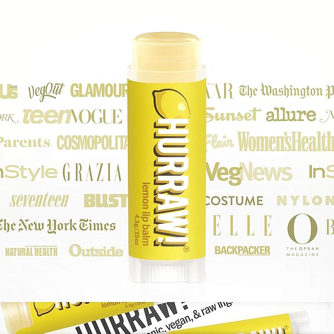 Hurraw! Lemon Lip Balm: Organic, Certified Vegan, Cruelty and Gluten Free. Non-GMO, 100% Natural Ingredients. Bee, Shea, Soy and Palm Free. Made in USA-GlimoraGlow