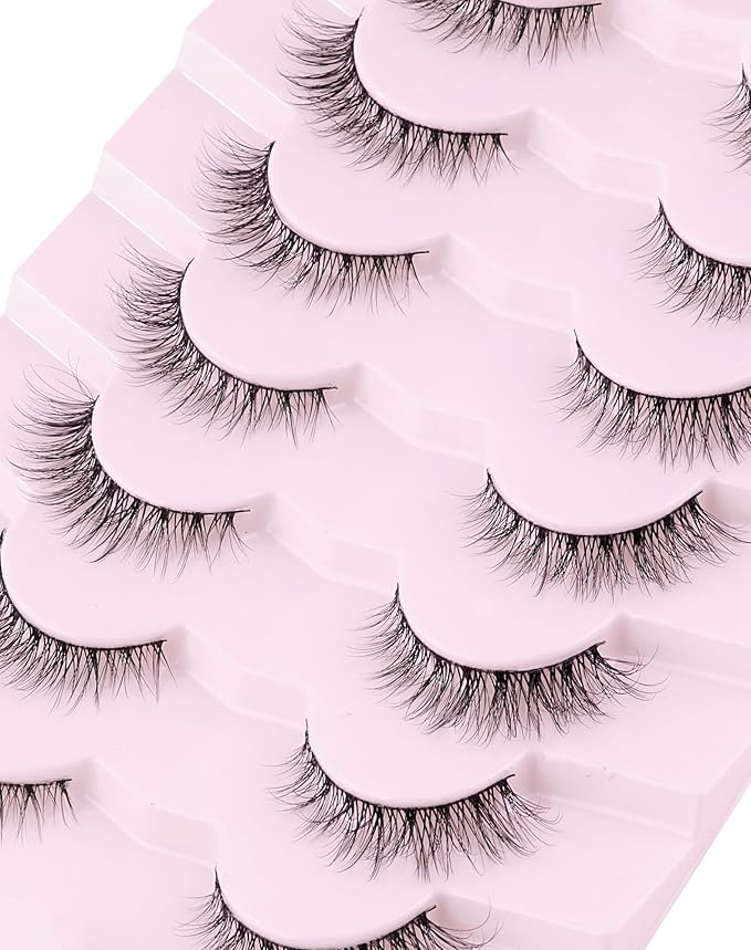 Natural Lashes Mink Natural Eyelashes False Eyelashes Natural Look False Lashes Wispy Eye Lashes Cat Eyelashes Fake Lashes UK222-GlimoraGlow