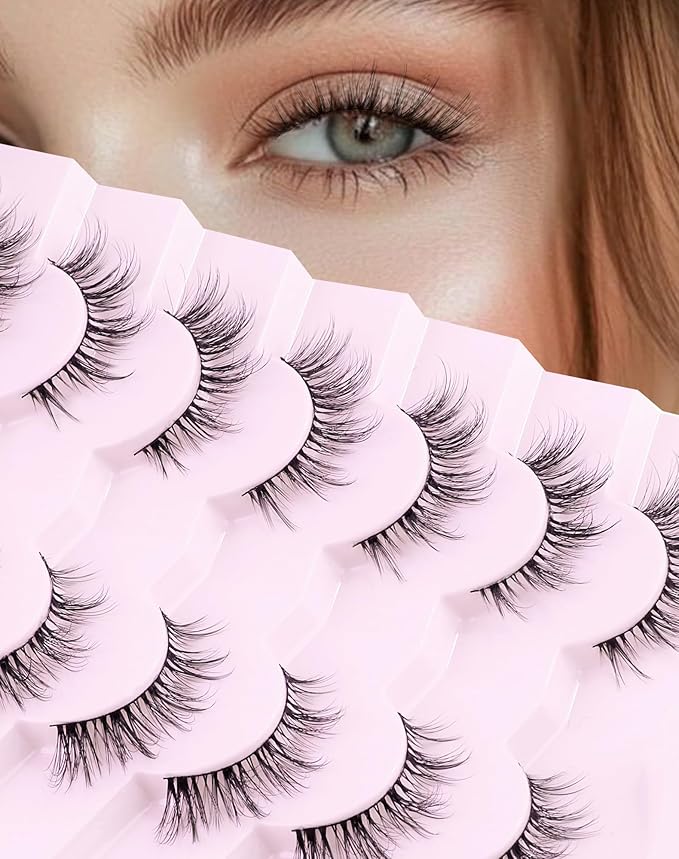 Natural Cat Eye Lashes Strip False Eyelashes Natural Look Flared Manga Spiky Eyelash 7 Pairs 13MM D293-GlimoraGlow