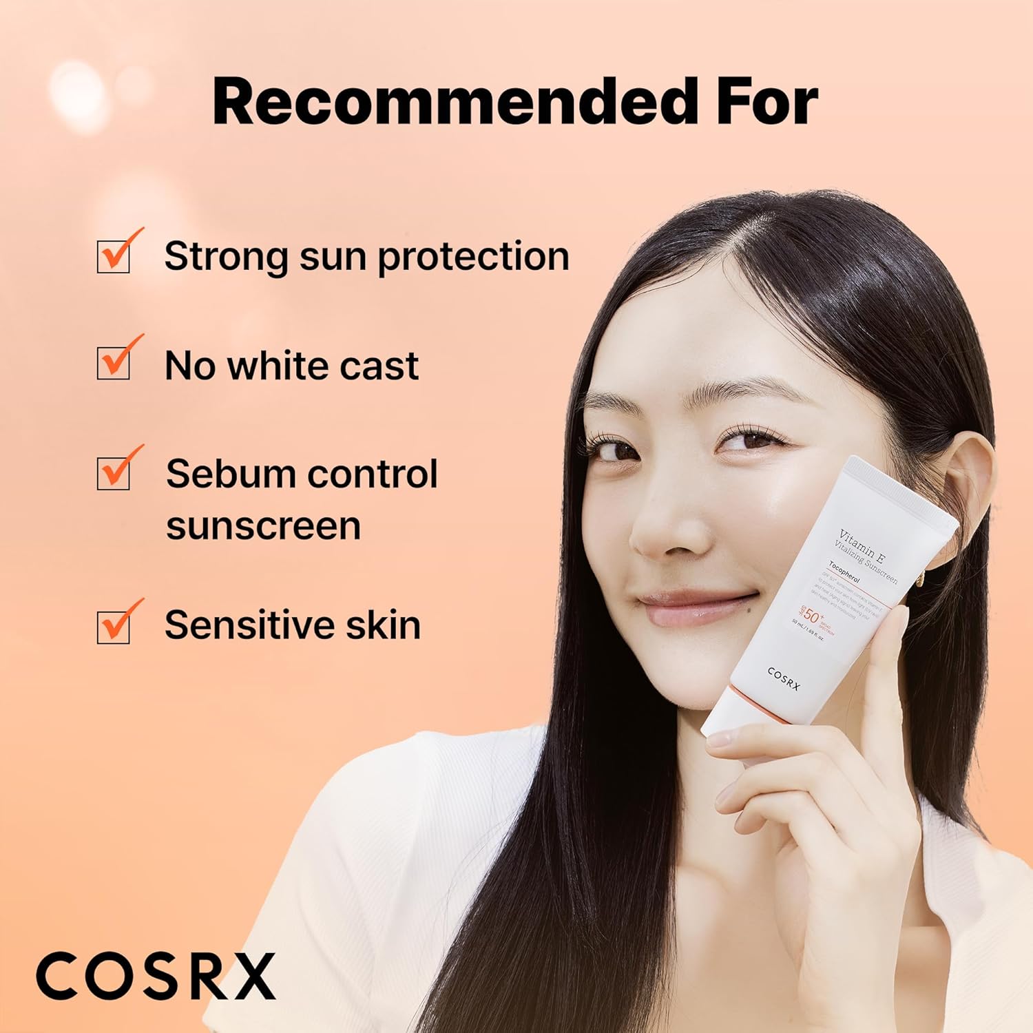 COSRX Vitamin E Vitalizing Face Sunscreen SPF 50, 1.69 fl oz, SPF Moisturizer, Lightweight under Makeup, Travel Essentials, Summer Essentials, Korean Skin Care, Korean Sunscreen for Face-GlimoraGlow