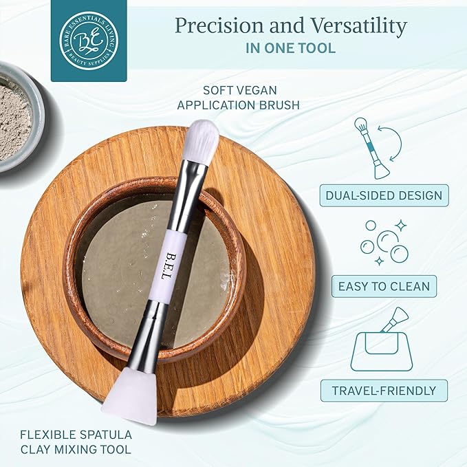 Bare Essentials Living Clay Face Mask Brush (3 Pack, White) Dual Soft Silicone Face Mask Applicator Brush Tool, Great Facial Essentials, Moisturizer Applicator & Skincare Brush for Facials-GlimoraGlow