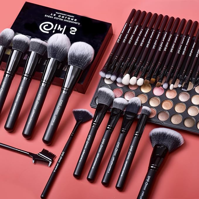 29pcs Black Professional Makeup Brush Set Kabuki Powder Concealers Eye shadows Blush Eyeliner Eyebrow Contour Eye blending Brushes (29pcs brush+black barrel)-GlimoraGlow