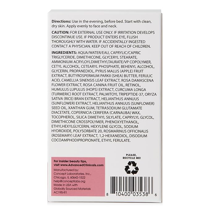 Advanced Clinicals Retinol Cream Face Moisturizer | Encapsulated Retinol Lotion For Face With Ferulic Acid + Vitamin E To Soften Appearance Of Crepey Skin & Look of Fine Lines & Wrinkles, 2.5 Fl Oz-GlimoraGlow