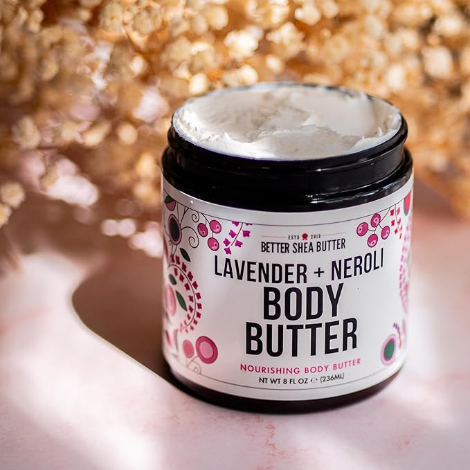 Body Butter for Women LAVENDER NEROLI | Whipped Body Moisturizer with Raw Shea Butter for Dry Skin, Paraben Free, Non-Greasy, No Synthetic Fragrances | 8 oz-GlimoraGlow