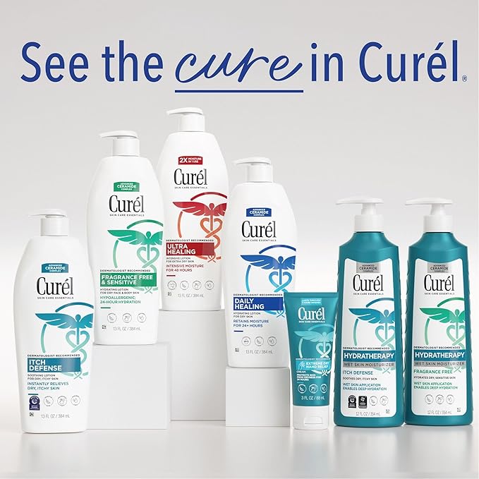 Curel Ultra Healing Intensive Fragrance-Free Lotion For Extra-Dry Skin, Dermatologist Recommended, Ideal for Sensitive Skin, Cruelty Free, Paraben Free, 1 Oz, Pack of 30-GlimoraGlow