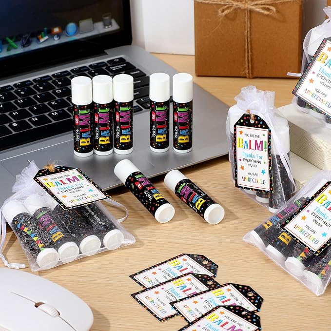 100 Pack Employee Appreciation Gifts Bulk Lip Balms Favors Bulk Small Thank You Gifts Team Appreciation Inspirational Gifts for Women Men Coworkers Staff Teachers Nurses-GlimoraGlow