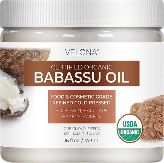 velona Babassu Oil USDA Certified Organic - 16 Fl Oz | 100% Pure and Natural Carrier Oil | Refined, Cold Pressed | Face, Hair, Body & Skin Care and Cooking | Use Today - Enjoy Results-GlimoraGlow