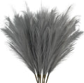 35" Faux Pampas Grass Decor Grey, 8pcs Large Tall Fluffy Artificial Pompous Grass Branches Floral Fake Pompas Grass Bulrush Floor Vase Filler Flower Arrangement for Home Wedding Boho Decor
