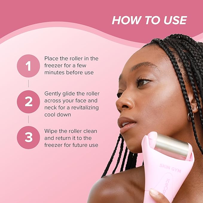SKIN GYM IceCool Ice Roller, Stainless Steel Cryo Facial Tool for Puffiness and Redness Relief-GlimoraGlow