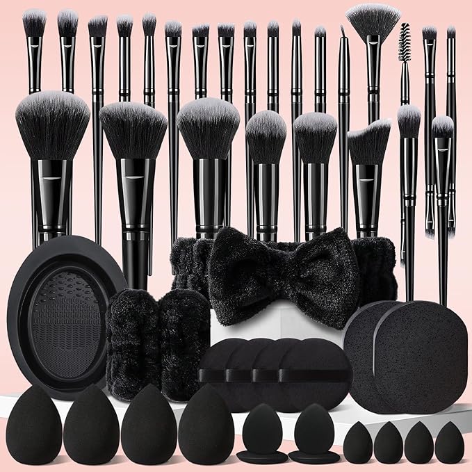 47Pcs Black Makeup Brushes Set Professional Makeup Kit Multi-functional Makeup Tool Set with Facial Makeup Accessories, Foundation Makeup Brush Kit Eye and Face Make up Brushes & Tools-GlimoraGlow